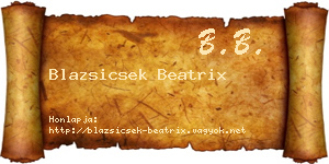 Blazsicsek Beatrix névjegykártya